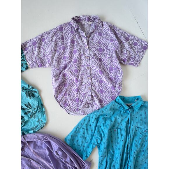 VINTAGE 80s Patterned Button Up Shirts Wholesale Bundle / 4 Pcs / Resellers Lot - Picture 6 of 11